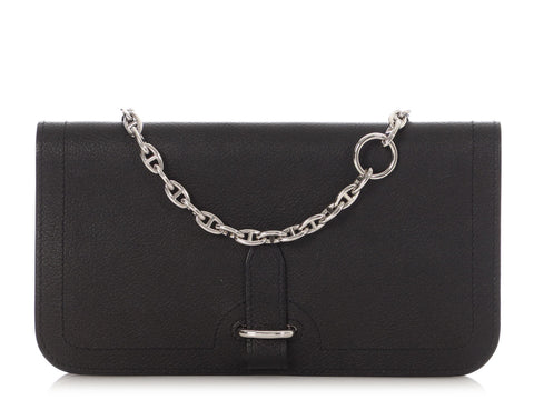 Hermès Black Evercolor Sac Chaîne d’Ancre Shoulder Bag