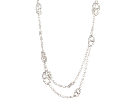 Hermès Sterling Silver Farandole Long Necklace 160