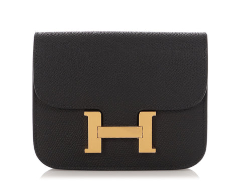 Hermès Black Epsom Constance Slim Wallet