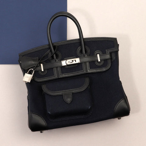 Hermès Bleu Marine Toile Cargo Birkin 25