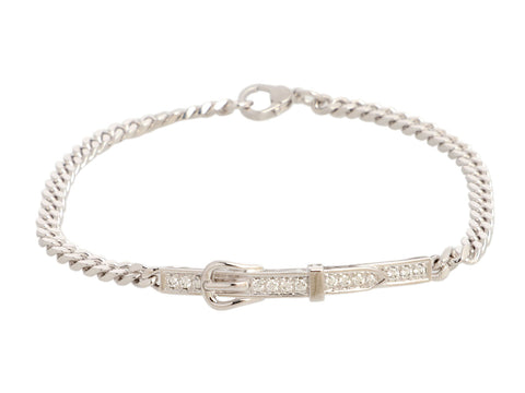 Hermès 18K White Gold Diamond Etrivière Bracelet