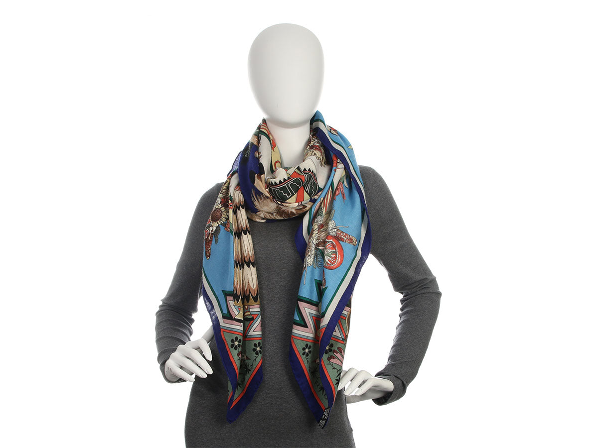Hermès Kachinas Cashmere Silk Shawl 140cm
