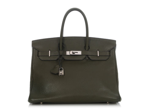 Hermès Vert Olive Clémence Birkin 35