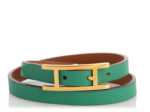 Hermès Vert and Gold Swift Behapi Double Tour