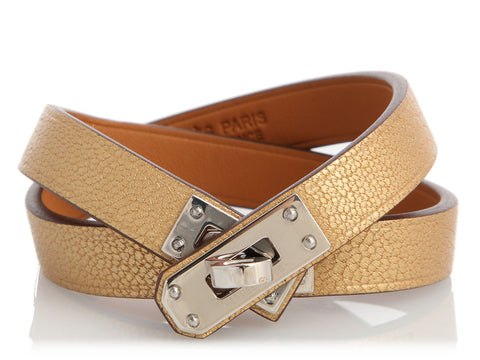 Hermès Metallic Doré Kelly Double Tour Bracelet