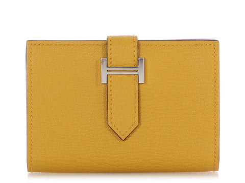 Hermès Jaune Ambre Chèvre Béarn Card Holder