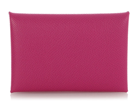 Hermès Rose Pourpre Epsom Calvi Card Holder