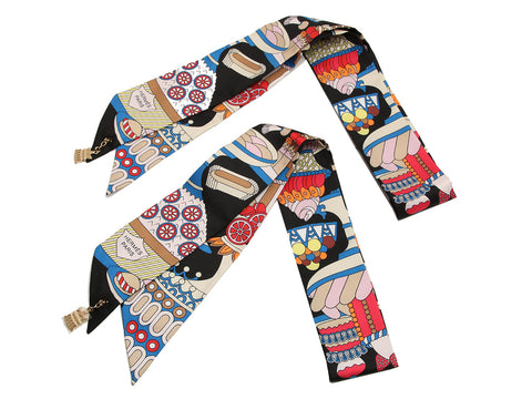Hermès La Pâtisserie Française Charm Silk Twilly Pair