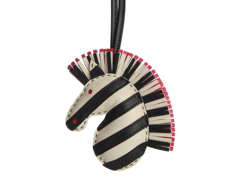 Hermès Black and White Lambskin GeeGee Savannah Bag Charm