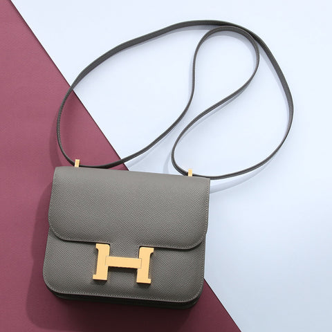 Hermès Gris Asphalt Epsom Constance Mirror 18