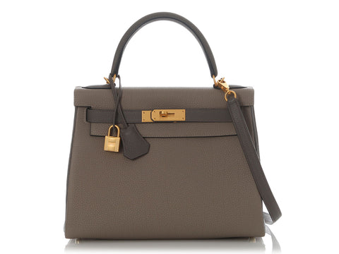 Hermès SO Gris Asphalte and Etain Togo Kelly 28
