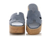 Hermès Bleu Grignon Suede Goatskin Eze 30 Platform Sandals