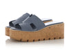 Hermès Bleu Grignon Suede Goatskin Eze 30 Platform Sandals
