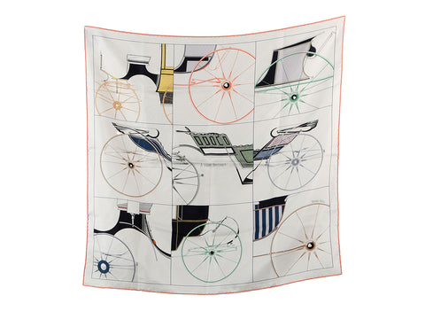 Hermès A Toute Berline ! Leather Eyelet Silk Scarf 70cm