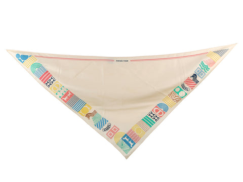 Hermès Liste au Bloc Embroidered Triangle Silk Scarf