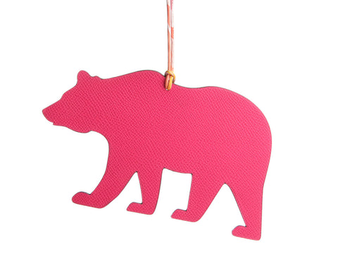 Hermès Rose Tyrien and Etoupe California Bear Petit H Charm