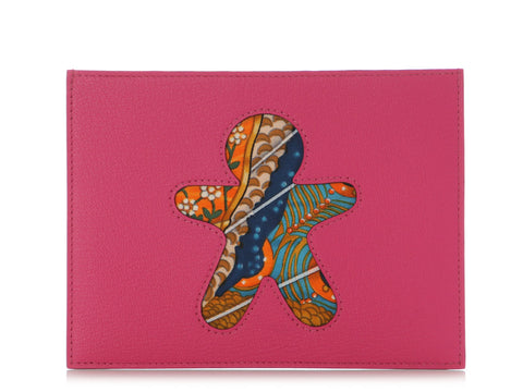 Hermès Pink and Brown Chèvre Gingerbread Petit H Passport Holder