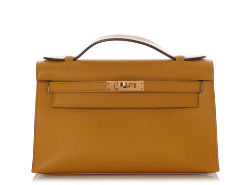 Hermès Jaune Ambre Swift Kelly Pochette