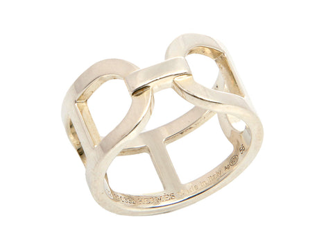 Hermès Medium Sterling Silver Ever Chaîne d’Ancre Ring