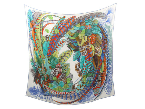 Hermès Plumes en Fête Cashmere Silk Shawl 140cm