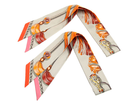 Hermès Cavalcades Silk Twilly Pair