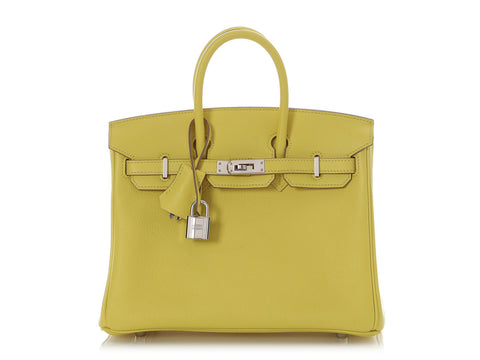 Hermès Lime and Bleut Novillo Verso Birkin 25