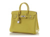 Hermès Lime and Bleut Novillo Verso Birkin 25