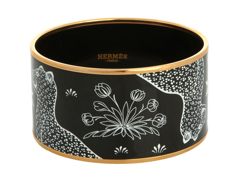Hermès Extra Wide Les Léopards Enamel Bangle
