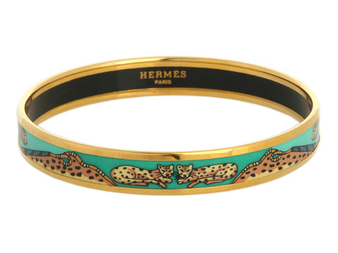 Hermès Narrow Leopard Enamel Bangle