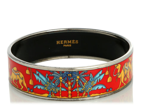 Hermès Wide Enamel Camel Bangle