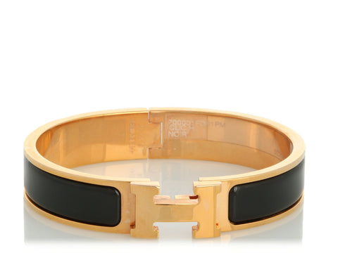 Hermès Narrow Black Clic-Clac Bracelet