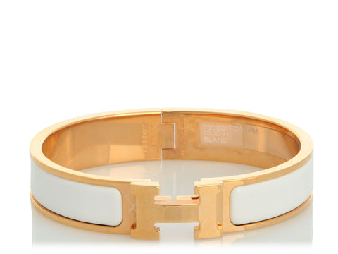 Hermès Narrow White Clic-Clac Bracelet