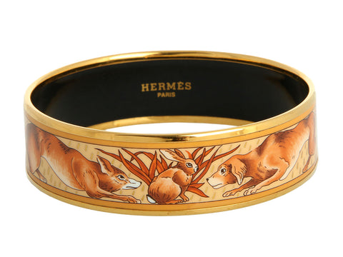 Hermès Wide Enamel Chasse au Bois Bangle