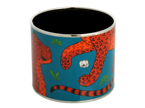 Hermès Extra Wide Enamel Les Léopards Folk Bangle
