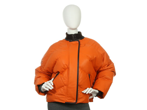 Hermès Orange Calfskin Puffer Down Jacket