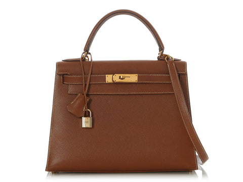 Hermès Vintage Gold Courchevel Kelly 28