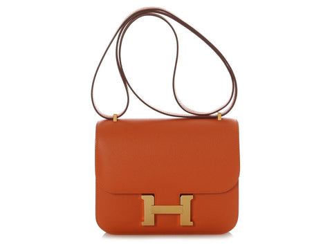 Hermès Orange Epsom Constance Mirror 18