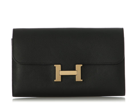 Hermès Black Epsom Constance Long Wallet