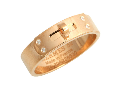 Hermès 18K Rose Gold Diamond Kelly Ring