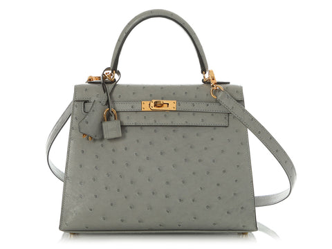 Hermès Bleu Glacier Ostrich Kelly 25