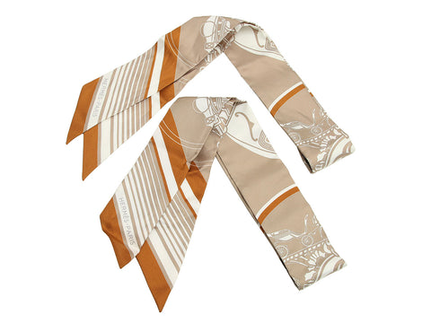 Hermès Ex-Libris Silk Twilly Pair