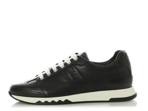 Hermès Black Leather Trail Sneakers