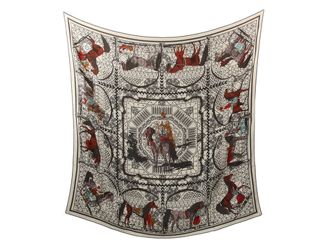 Hermès Imprimeur Fou Charabia Cashmere Silk Shawl 140cm