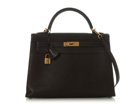 Hermès Vintage Ebène Chèvre de Coromandel Kelly 32