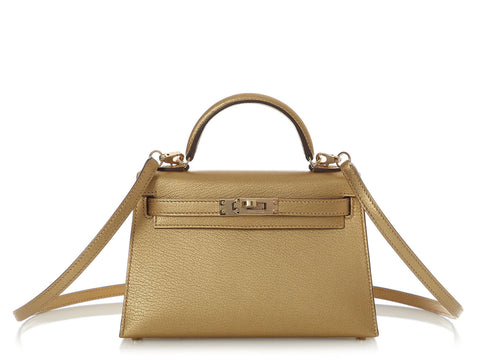 Hermès Mini Gold Doré Chamkilight Chèvre Kelly 20