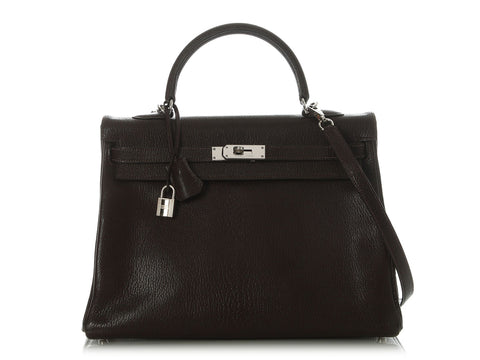 Hermès Marron Foncé Chèvre Kelly 35