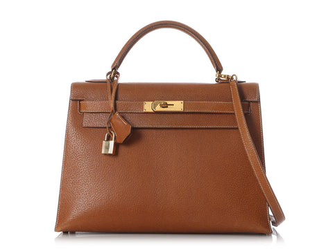Hermès Vintage Gold Ardennes Kelly 32