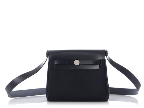 Hermès Blue Indigo Toile and Vache Hunter Herbag Zip 20