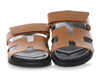 Hermès Gold Calfskin Chypre Sandals