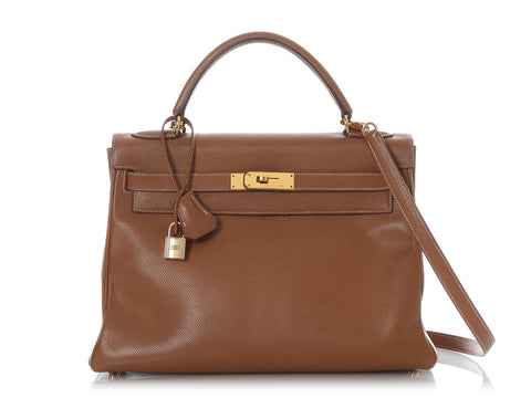 Hermès Vintage Gold Courchevel Kelly 32
